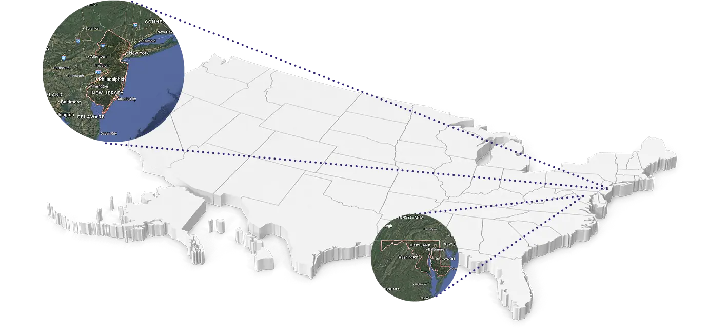 Service area map for New Jersey