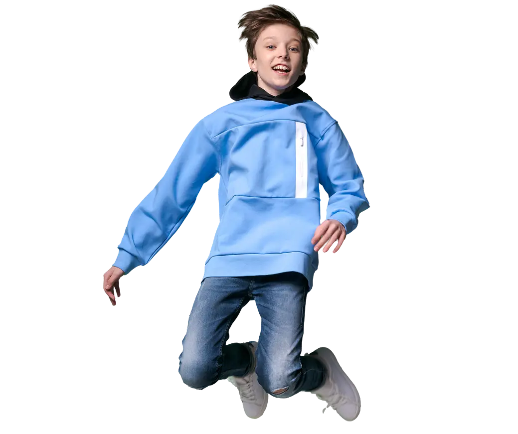 A child jumping with joy
