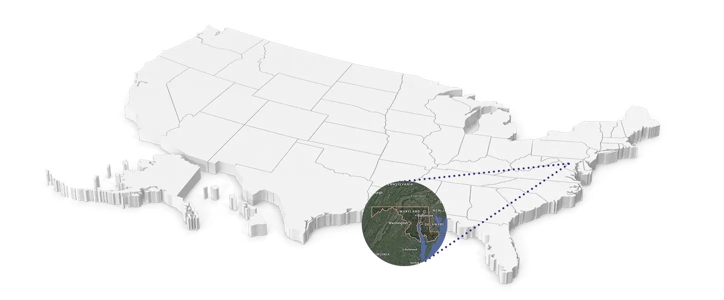 Service area map for Maryland