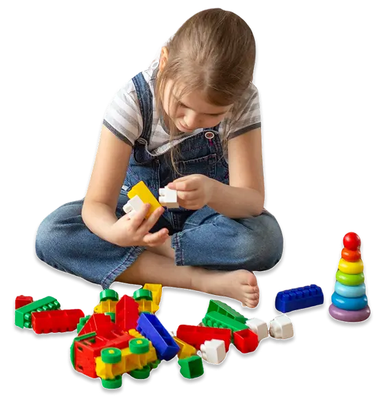 A child playing on the living room rug at home